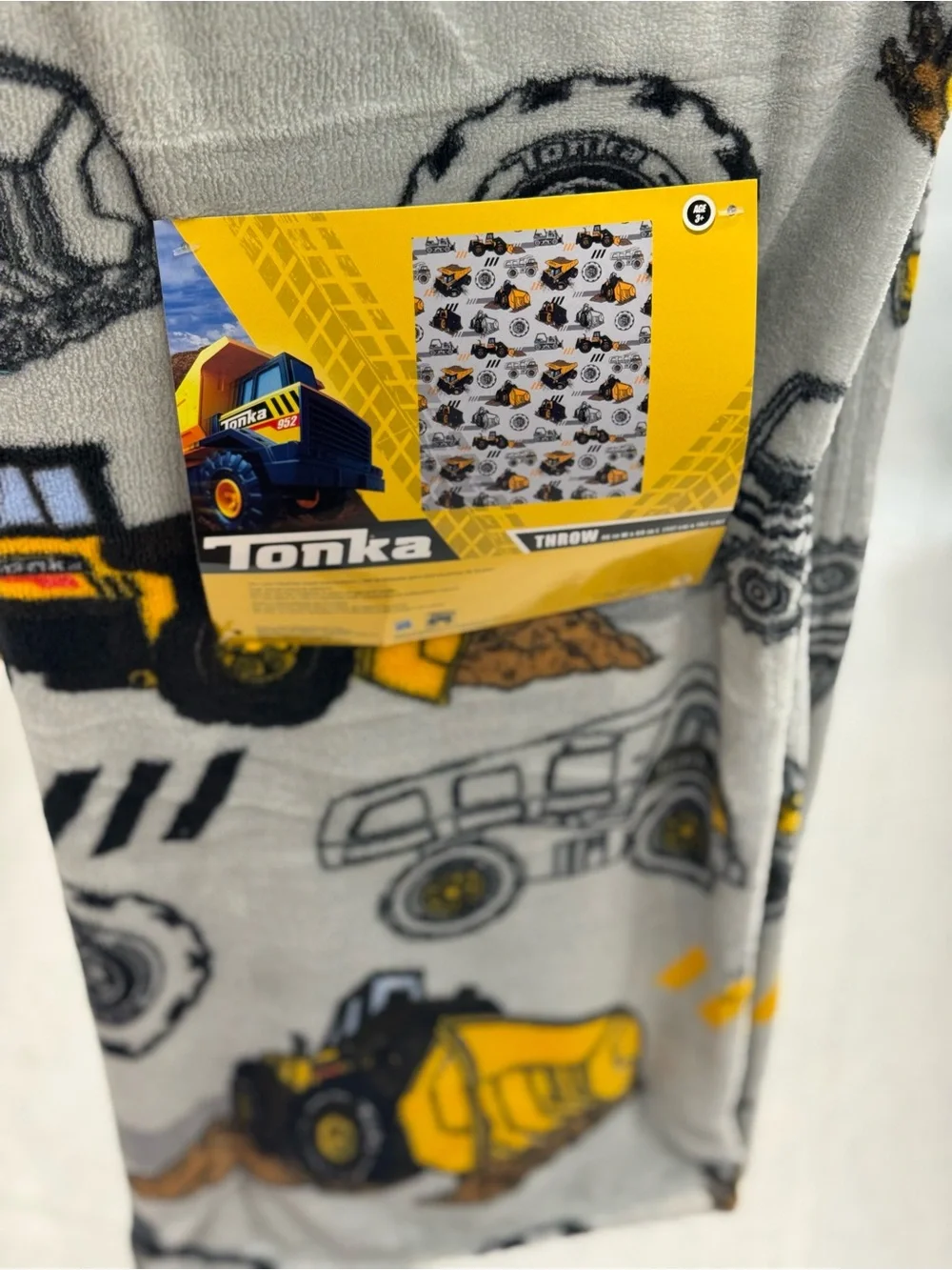 Gray, Yellow & Black Construction Truck Fleece Throw